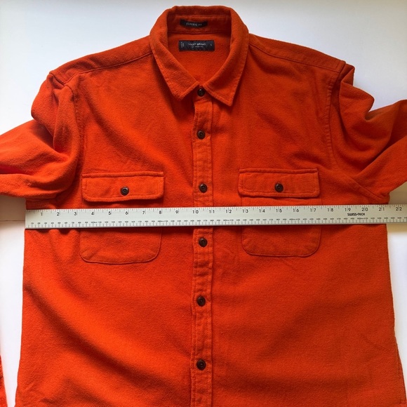 Lucky Brand Men's Top Solid Utility Cloud Soft Long Sleeve Flannel Orange Sz L - Picture 8 of 12